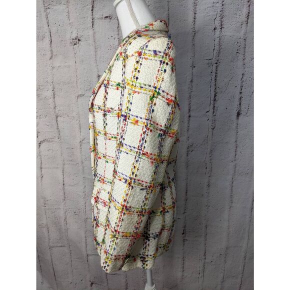 Doncaster Rainbow Tweed Texture Blazer Jacket Woven Knit 3 Buttons Womens 8 Medi - Picture 2 of 8